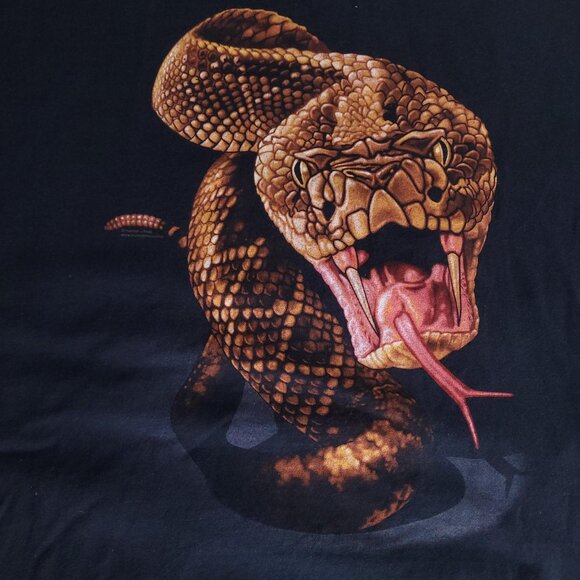 Vintage 90s Y2K rattlesnake shadow red bar Anvil hard shirt - Picture 3 of 5